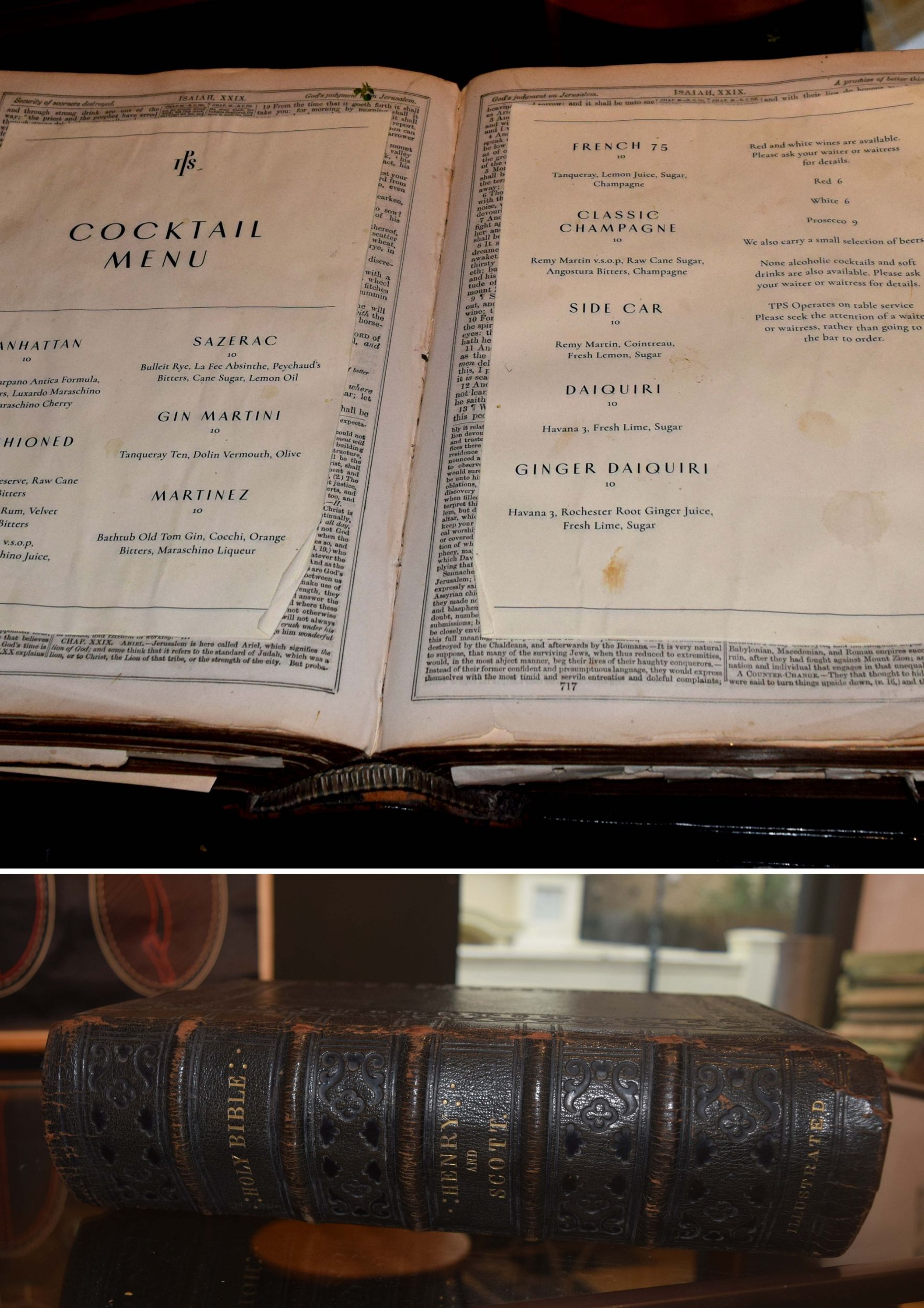 The Potting Shed Menu in a Bible