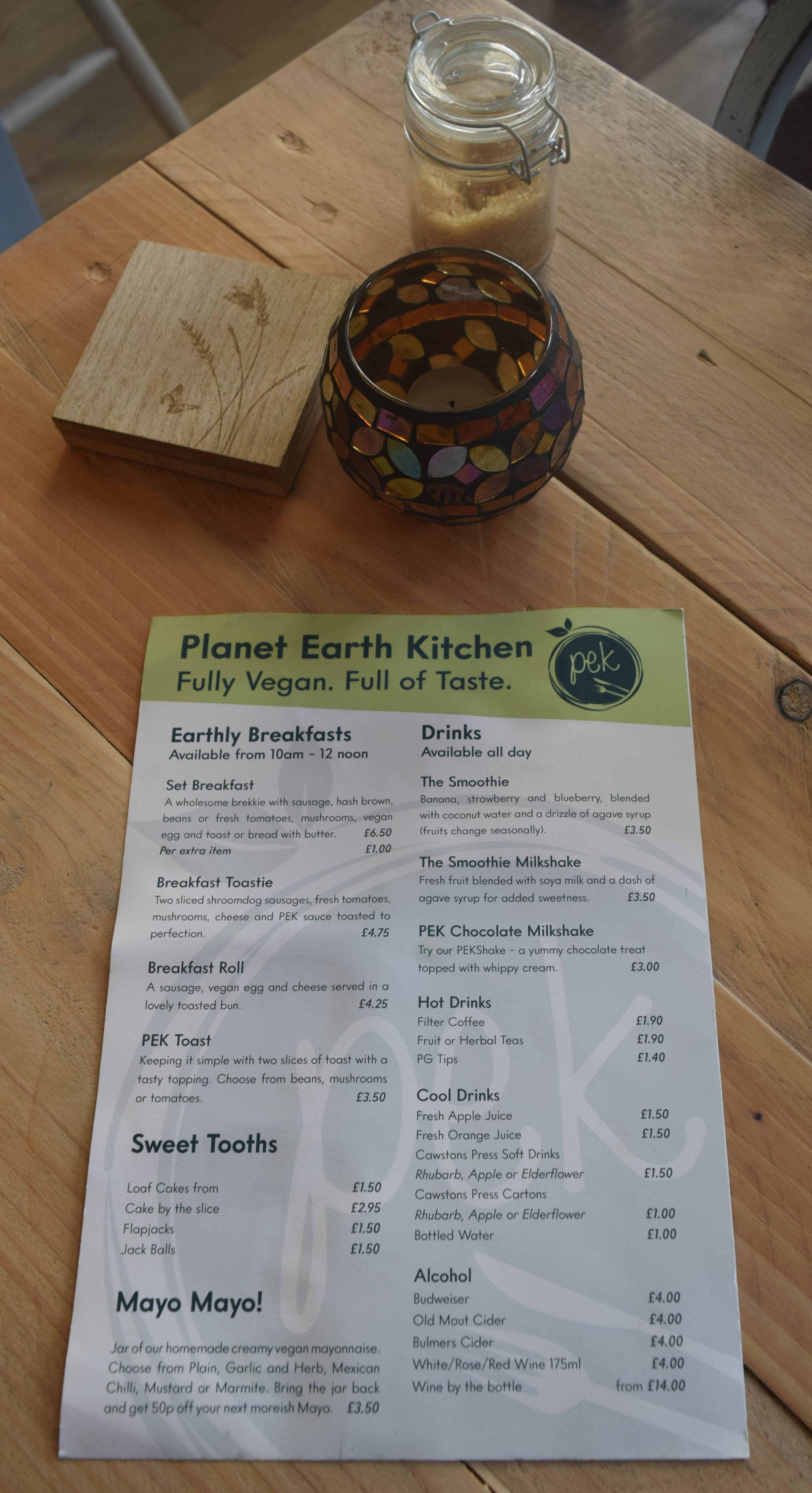 Planet Earth Kitchen Menu