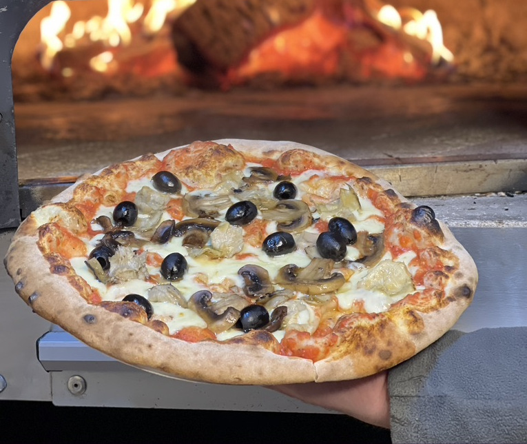 Olives on a pizza