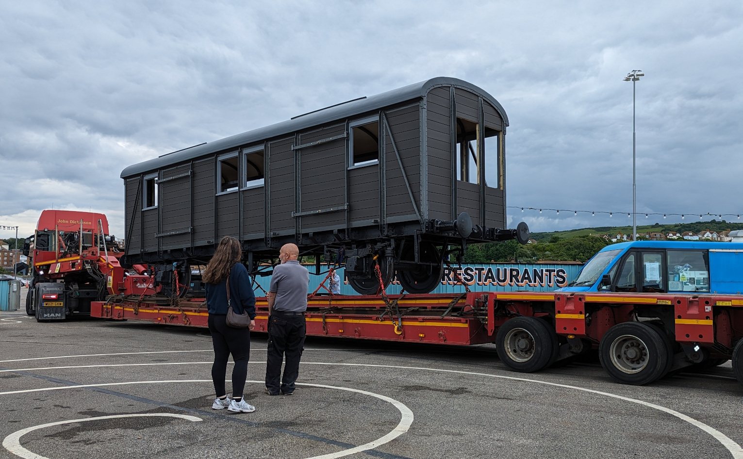 A Caravan of Cavell Carriages Arrive at Folkestone Harbour