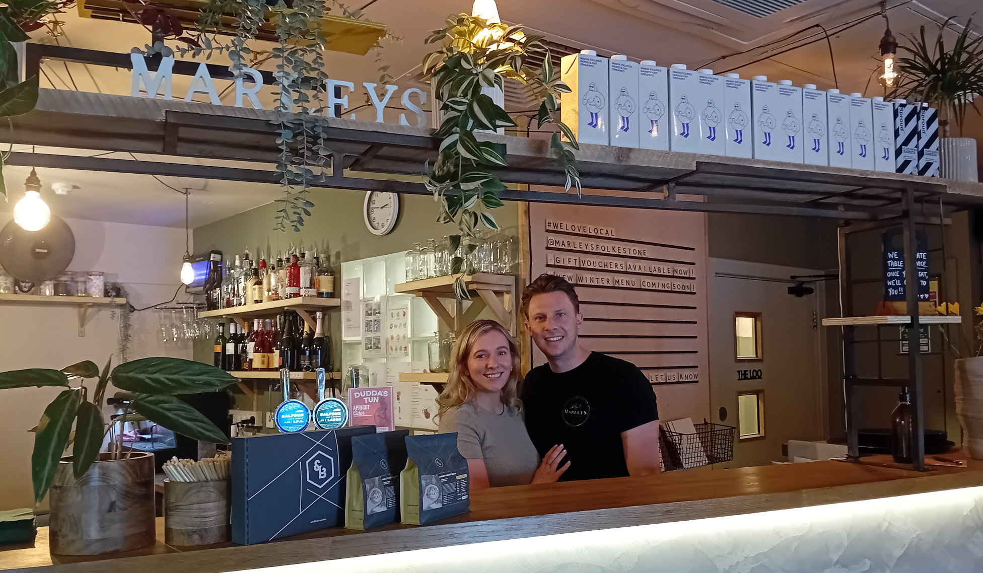 Mark and Charly Behind the Bar