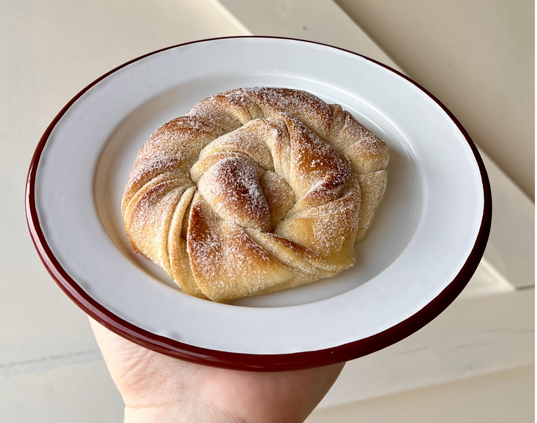 Bun with swirls