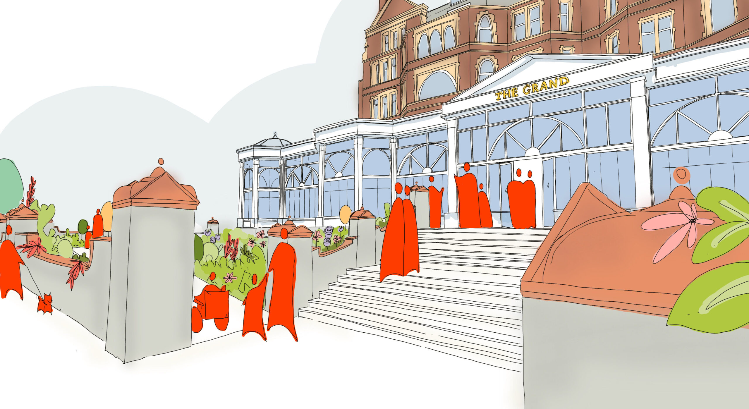 The Grand, Haworth Tompkins Sketch Ramp Stair View