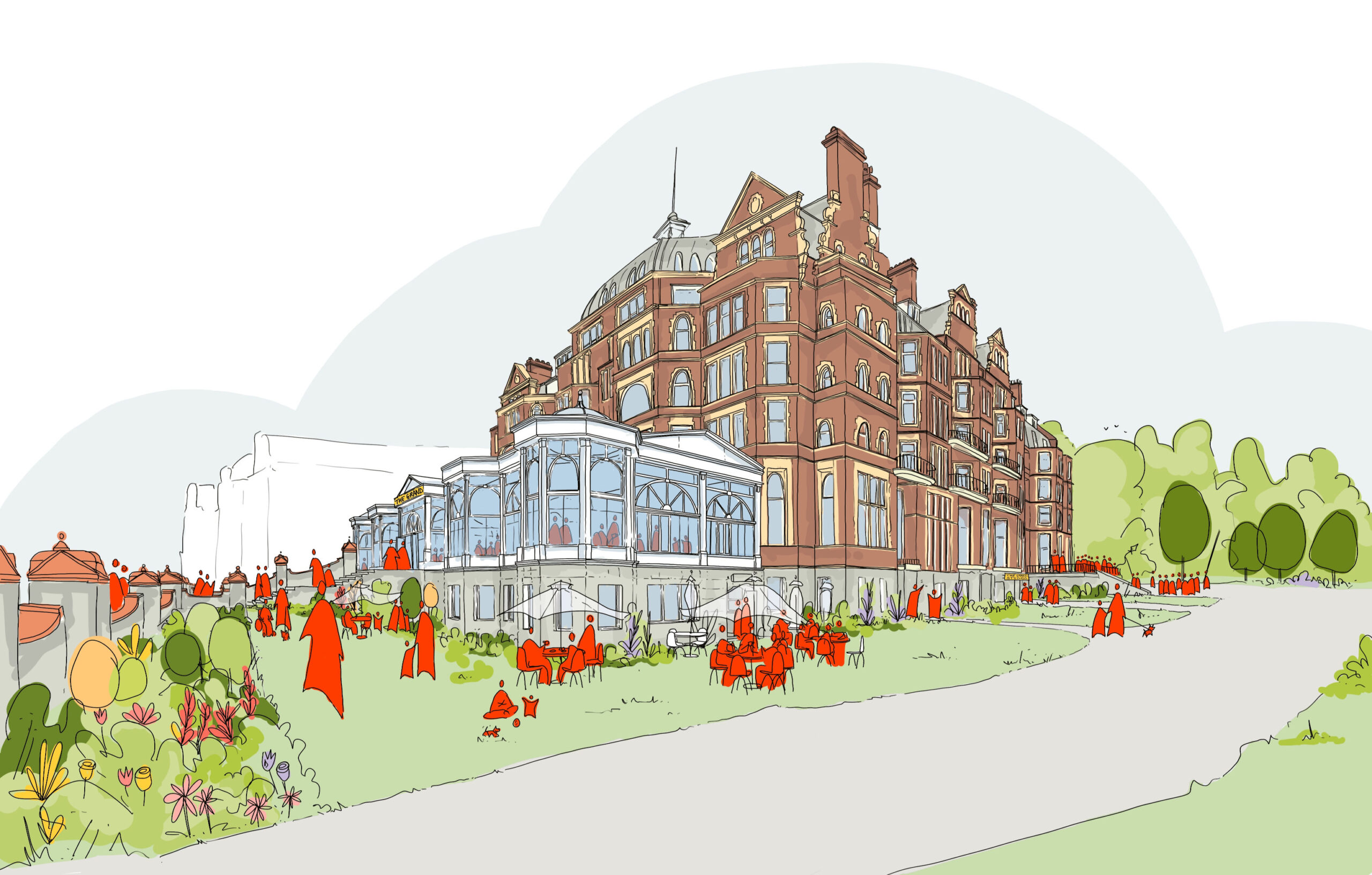 The Grand Haworth Tompkins Sketches Eastern Approach